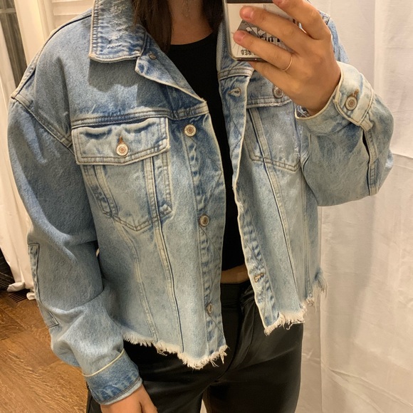 free people bedford cotton cropped denim jacket